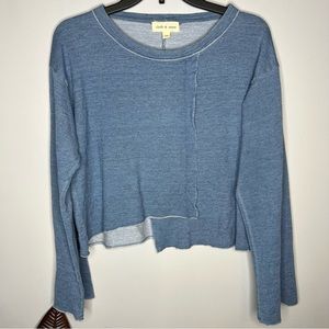 Cloth & Stone Chambray Raw Edge Rolled Hem Top